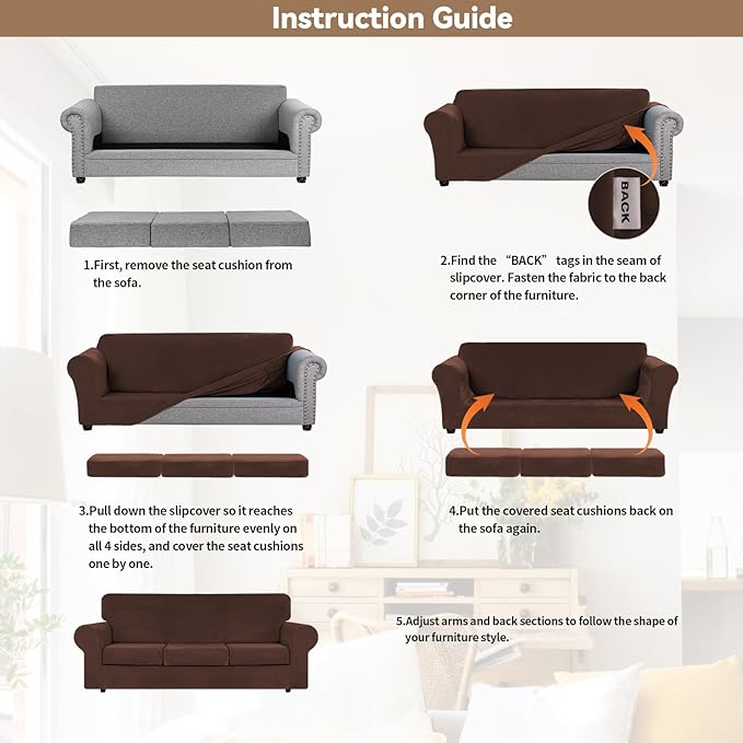 WEERRW 4 Pieces Velvet High Stretch Couch Covers - Image 6