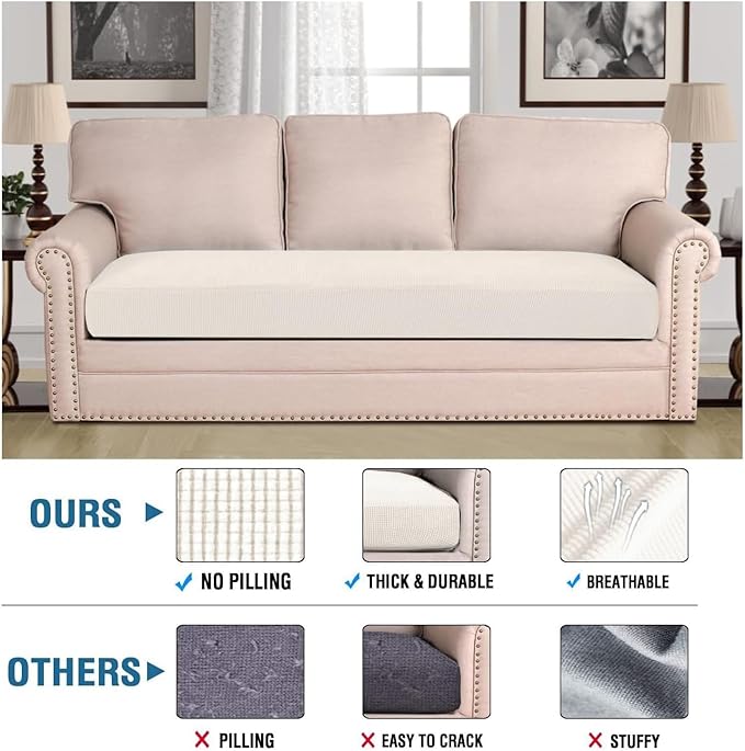 H.VERSAILTEX Super Stretch Individual Seat Cushion Covers Sofa Covers Couch - Image 2