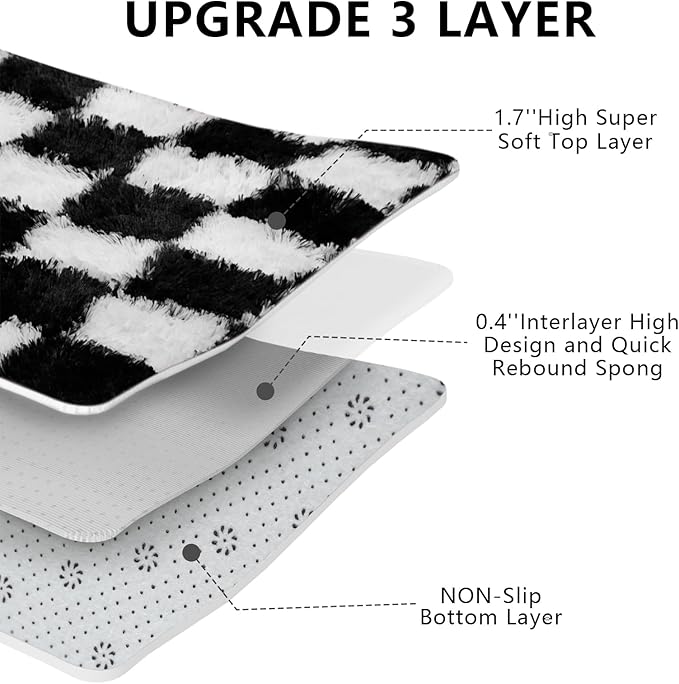 Large Area Rugs for Living Room Bedroom, 9x12 Black and White Fluffy Soft - Image 5