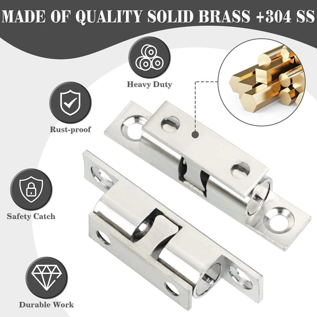Alise Brass Double Roller Catch Cabinet Latches Door Catch 67mm,4 Pcs