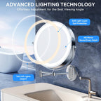 Auxmir 9″ 5000mAh 1X/30X Wall Mounted Lighted Magnifying Makeup Mirror