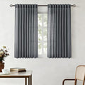 Dark Gray Curtains for Living Room Back Tab Modern Farmhouse Semi Sheer Gray by Jolilight