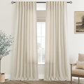 Faux Linen Beige Curtains 132 inches Long by Jolilight