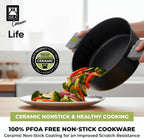 BRA COOKWARE Life Ceramic Nonstick Sauté Pan w/Lid | 12.6 In 4.8Qt Aluminum
