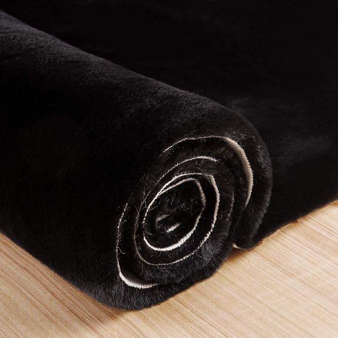 ORINOVA Black Shag Faux Rabbit Fluffy Fur Rugs - Image 6