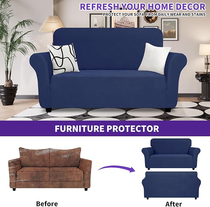 ZNSAYOTX Super Stretch Loveseat Covers, New Striped Love Seat Slipcover - Image 2