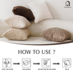 Foindtower Decorative Fuzzy Faux Fur Throw Pillow Covers 18x18 Inch Khaki
