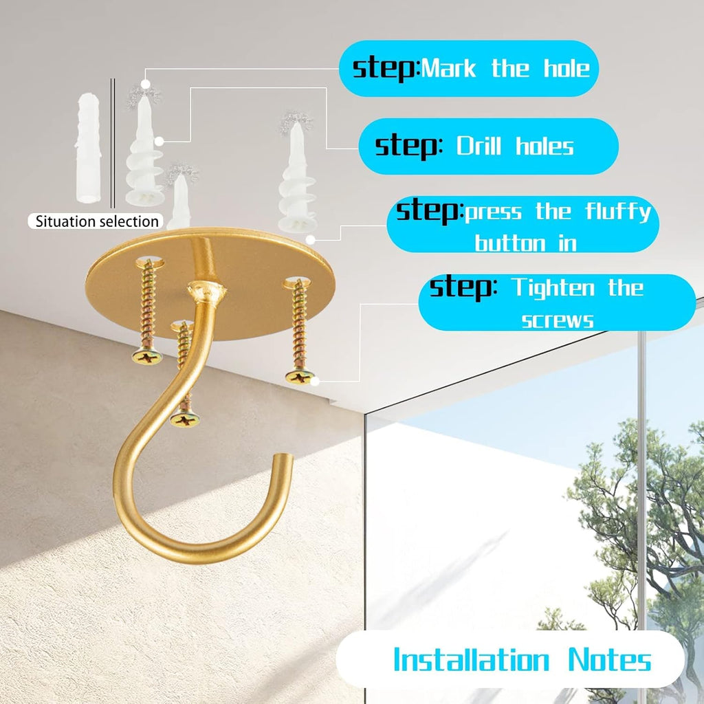 Gold Ceiling Hooks for Hanging Plants, Plant Hanger Indoor Hanging Hooks