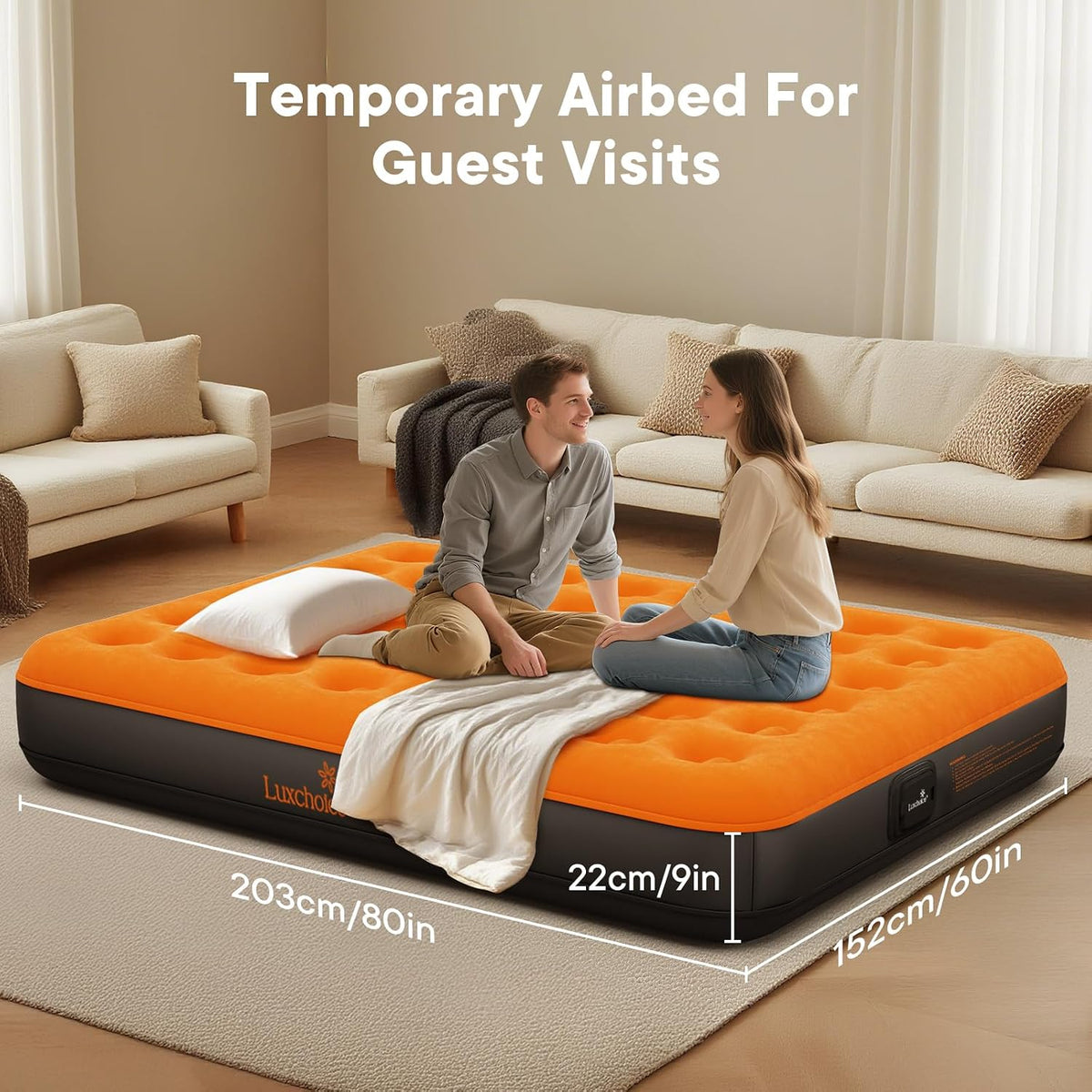 Luxchoice Air Mattress Queen with Cordless Pump 9'' Camping Air Mattress