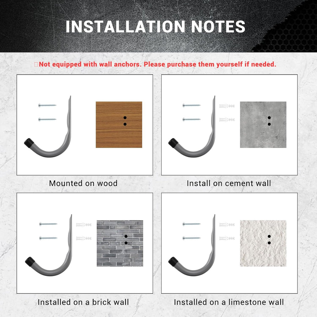 Garage Hooks, 4 Inch Heavy Duty Steel J Hooks for Wall, 12 Pack, Gray