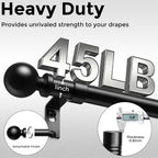 Curtain Rods 36-88 Inch, Black 1 Inch Adjustable Heavy Duty Curtain Rods for Windows, Decorative Modern Window Treatment Rod, Telescopic Splicing Metal Drapery Pole, Easy Installation