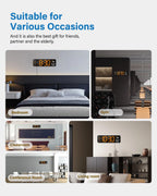 Digital Wall Clock, Digital Clock Large Display with Remote Control, Corded LED Alarm Clocks with Date, Week, Temp, Humidity, Auto DST, Countdown, for Living Room Bedroom Classroom Office (Orange)