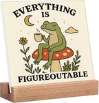Inspirational Office Desk Decor Everything Is Figureoutable Sign Motivational Gifts For Women Kids - Mental Health Decor Funny Frog Coffee Desk Art Calming Corner Decorations For Classroom Dorm Bedroom