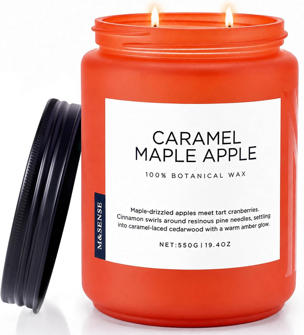 M&Sense Caramel Maple Apple Scented Candles for Women Fall Baking Gift 110H