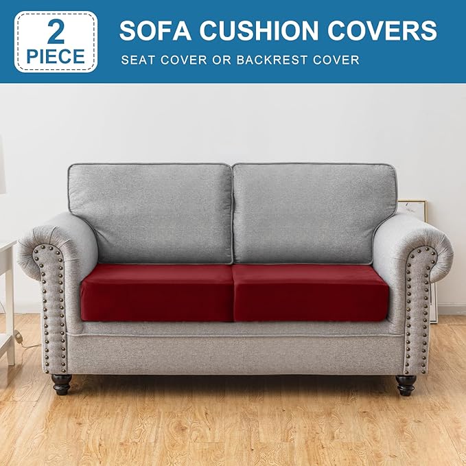 Couch Cover Stretch Velvet Sofa Cushion Cover 2-Piece - Image 3