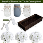 White Mason Jar Centerpiece for Table Kitchen Table Decor with Light