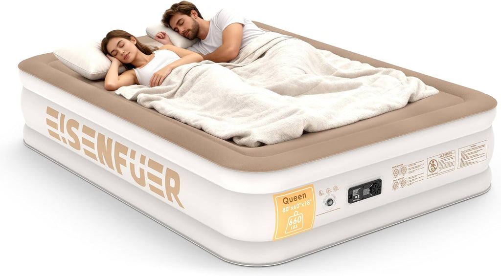 Air Mattress Queen with Built-in Pump, 18"Raised Blow Up Mattress