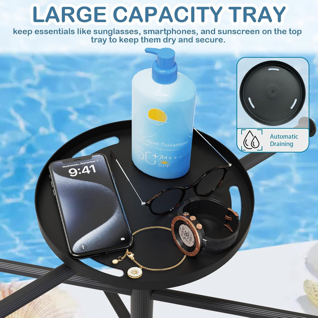 Pool Towel Rack with Wheels and Storage Tray for Indoor Outdoor Use