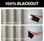 Yakamok Oatmeal Linen Curtains 100% Blackout 72 Inches Long, Room Darkening - Image 2