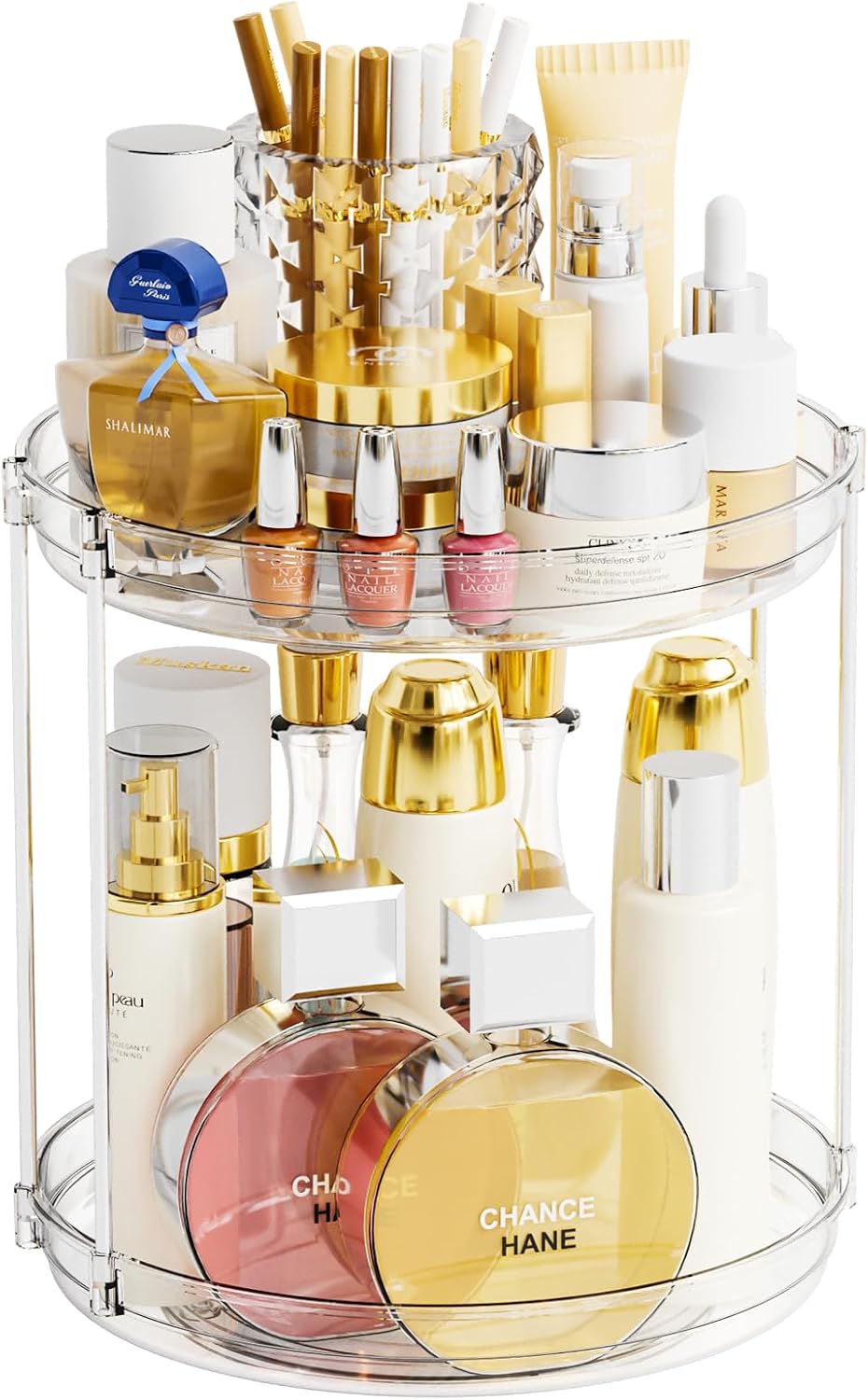Yieach 2 Tier Bathroom Counter Organizer,Tiered Bathroom Organizer for Makeup,Perfume,Beauty Products,Skincare Organizers Shelf,Vanity Storage Tray for Bedroom,Spice Racks for Kitchen Corner,Rectangle