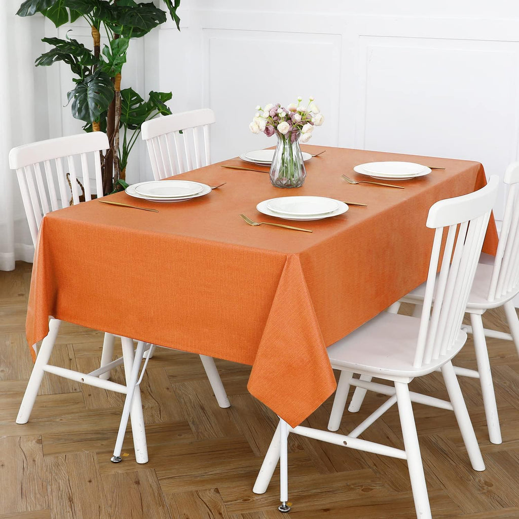 Romanstile Waterproof Vinyl Tablecloth Rectangle, 60 x 102 Inch, Orange