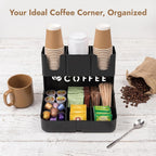 Expandable 2 Tier Coffee Station Organizer, Coffee Bar Organizer with 11 Compartments & Cup Holder Rack, Coffee Pod Holder for K Cups, Tea Bags, Sugar Packets, Countertop Coffee Accessories Storage