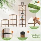 HOOBRO Corner Shelf Stand, 5-Tier Bamboo Corner Bookshelf, Plant Display Shelf, Corner Bookcase, Multipurpose Shelving Unit for Small Space, Living Room, Easy Assembly, Mocha MA20CJ01
