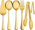 Serving Utensils, XEVOM 6-Piece Stainless Steel Serving Utensil Set Gold