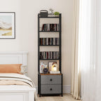CD Storage Rack with Drawer, 5-Tier Media Storage Shelf