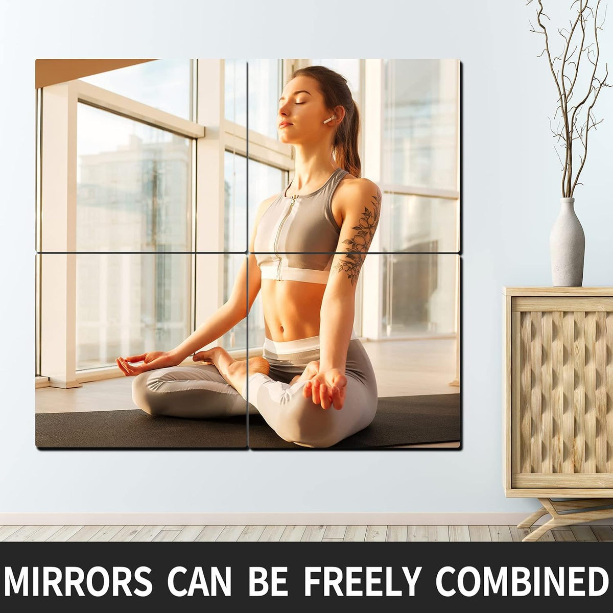 Kids Safety Unbreakable Mirror,Acrylic Shatterproof Mirrors Full Length,12"x12"x4 Pack,Children Non Glass Stick on Mirror,Gym Mirror for Home Workout,Bedroom Body Mirrors Wall Dormitory