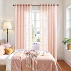 jinchan Belrose Winslow Pink Sheer Curtains 84 Inch - Image 3
