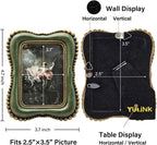 2.5x3.5 Small Vintage Picture Frame, Tiny Antique Green Ornate Photo Frame, for Tabletop and Wall Display, Decorative Retro Home Decor, Old Fashioned Photo Gallery Art