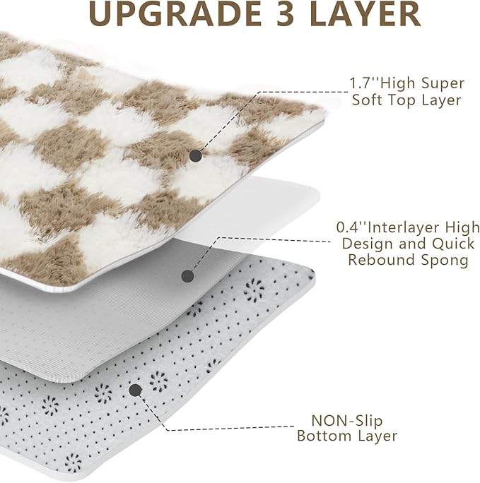 Large Shag Area Rug for Bedroom, 9x12 Ft Beige and White Area Rug Classic - Image 5