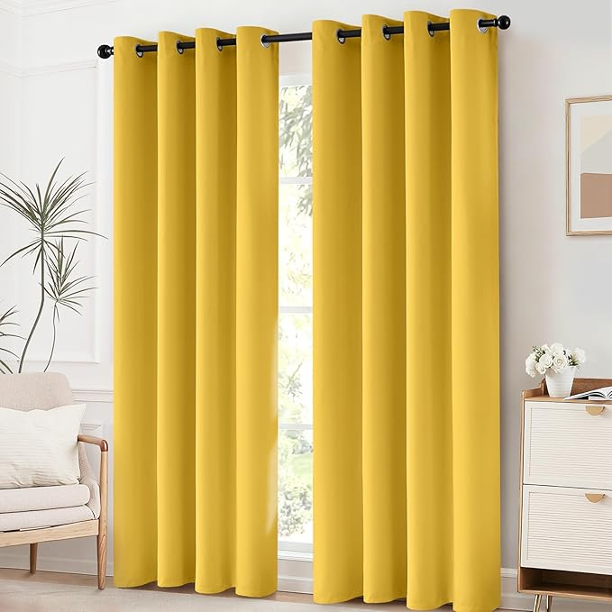 Yakamok Blackout Curtains Room Darkening Thermal Insulated Grommet top Window - Image 2