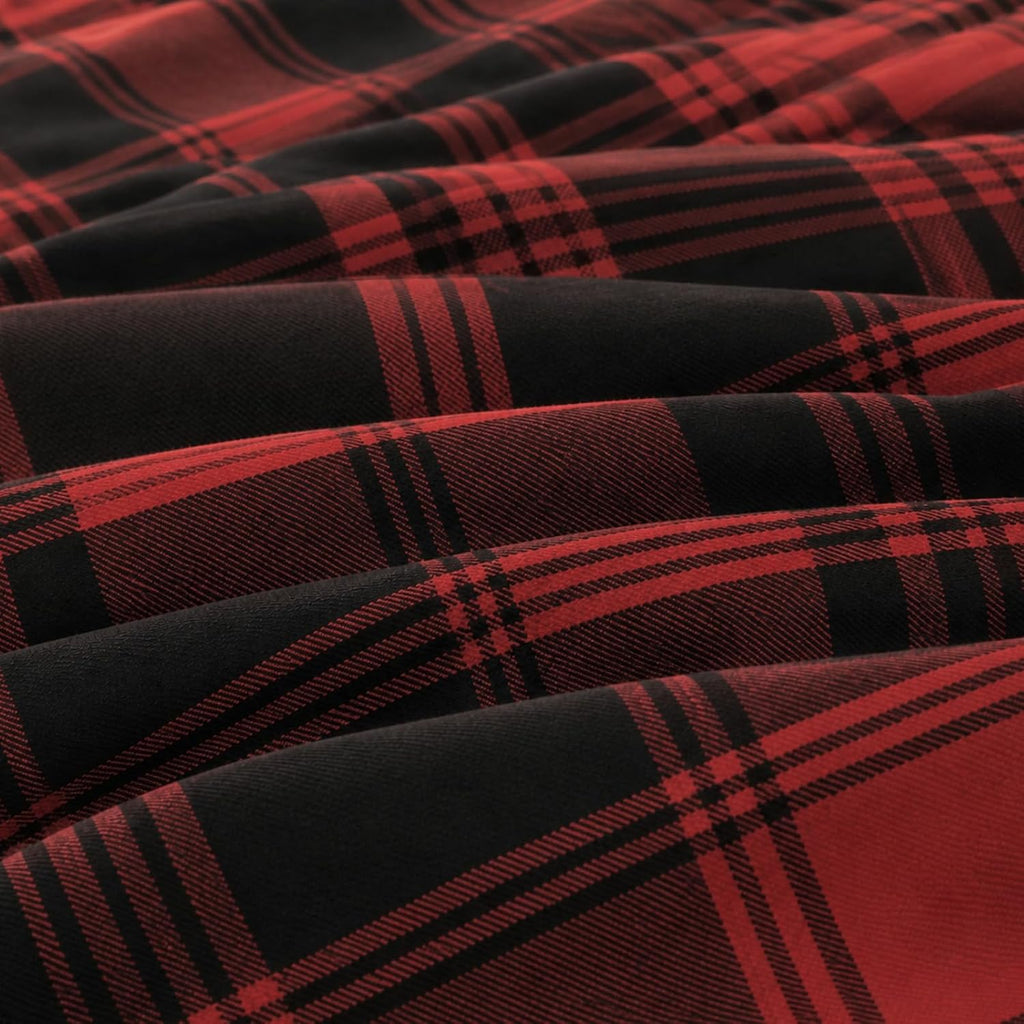 MaiRêve Plaid Queen Comforter Set Red Black 7 Pieces Bed in a Bag