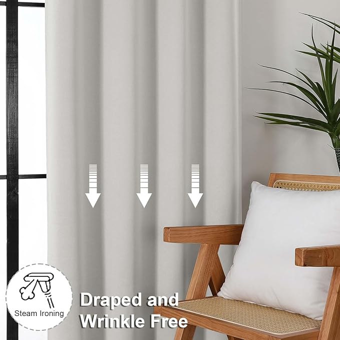 Simplebrand Ava Natural Short 36 Inches Blackout Curtain 2 Panels Set, Half - Image 7