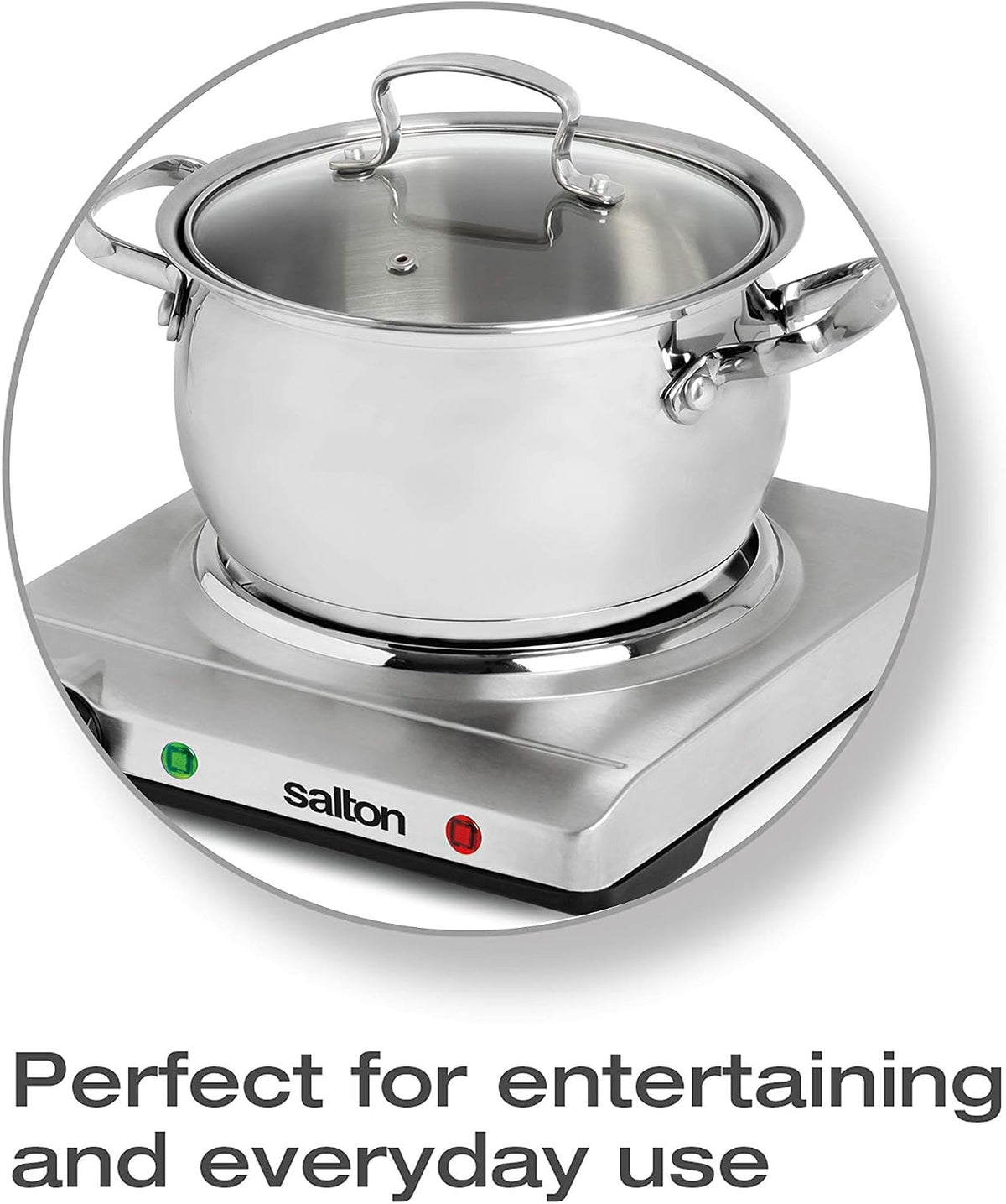 Salton Single Stainless Steel Coil Portable Electric Cooktop, 1.36 kg