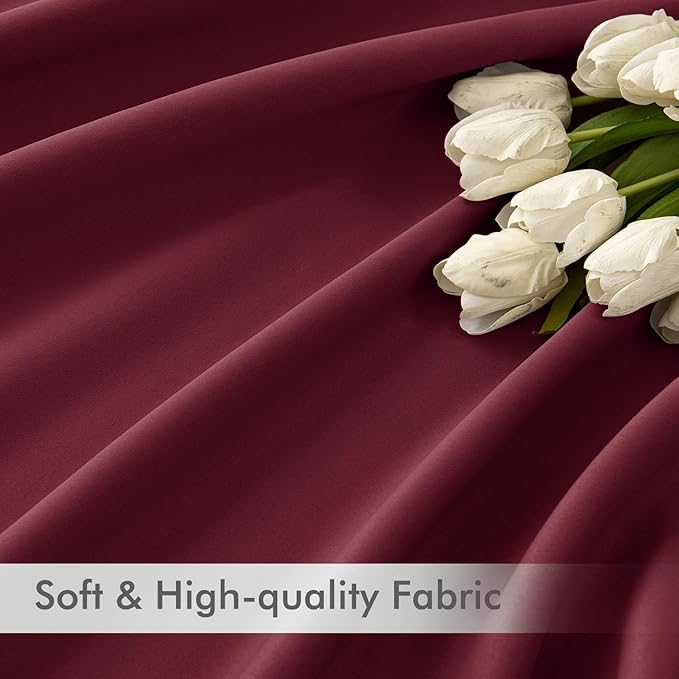 MIULEE Christmas Wine Red Back Tab Blackout Curtains 108 Inch Long 2 Panels Set - Image 6