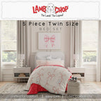 Lamb Chop Bedding Set, Twin Size 5-Piece Super Soft Fluffy Reversible Comforter & Sheet Set with Sham, (100% Officially Licensed Product) by Franco Collectibles