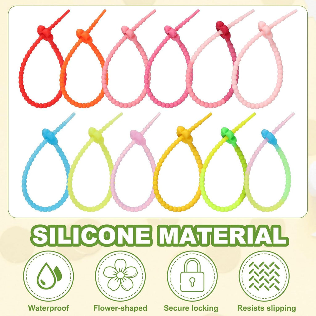 uxcell Silicone Cable Ties 20Pcs Reusable Zip Ties Light Brown