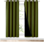 NICETOWN 100% Blackout Window Curtain Panels, Olive Green, 2 Pieces, 52-inch by NICETOWN