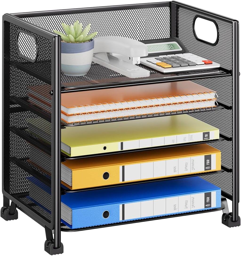 Simple Trending 5 Tier Paper Organizer, File Organizer for Desk, Black
