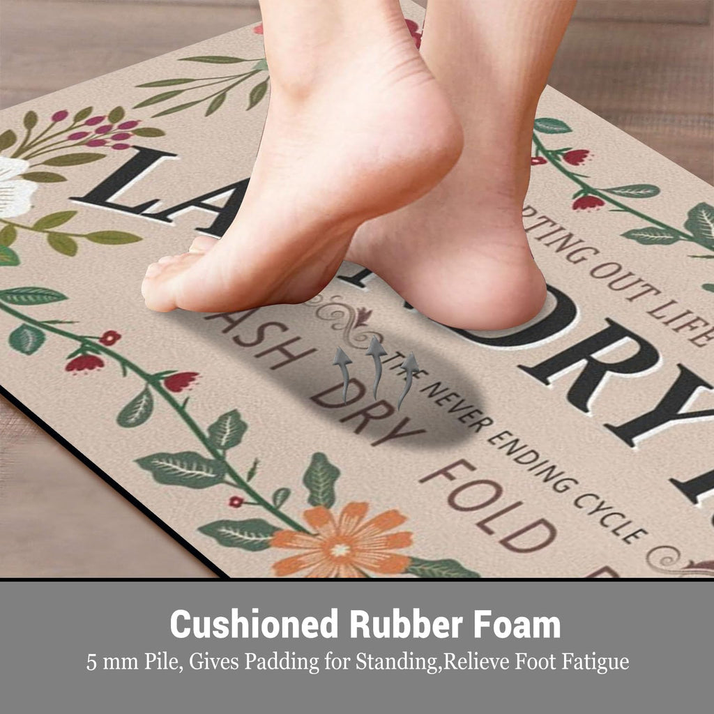 Non Slip Laundry Room Rug, Vintage Washable Runner, 20 x 48 Inch
