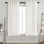 Nanspring Beige White Linen Curtains 63 Inch Length by Nanspring