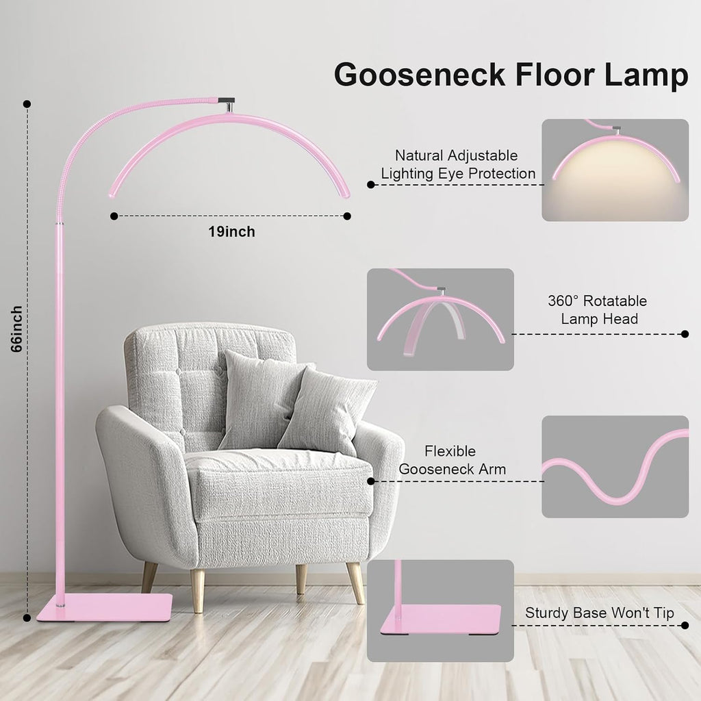 Half Moon LED Floor Light - Professional Shadow-Free, Dimmable Lamp | for Lash Techs, Estheticians & Tattoo Artists | Eyelash Extensions, Nail Art, Home & Office (Pink)