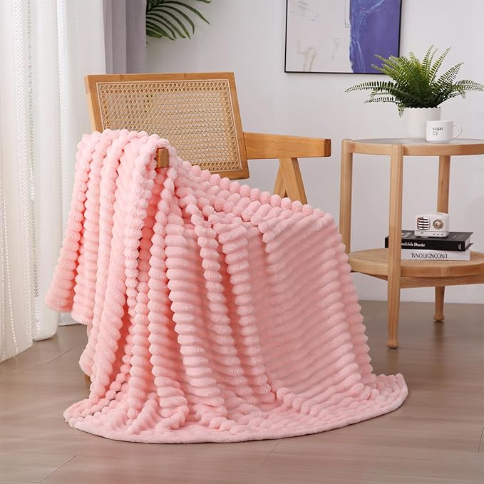 Light Pink Fleece Throw Blanket 108”×90” - Image 4
