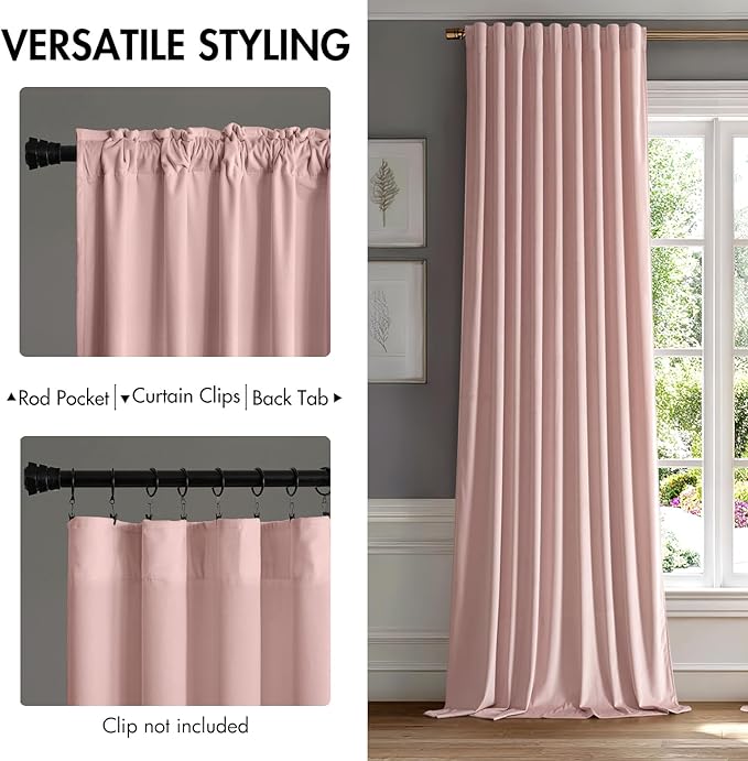 MIULEE Baby Pink Velvet Curtains 96 inches - Image 2