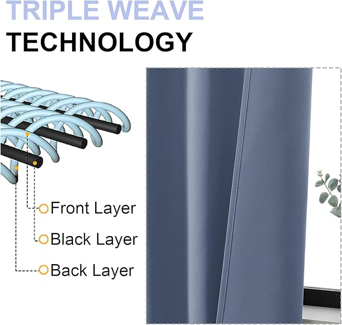 Simplebrand Ava Denim Blue Blackout Curtains - Image 5