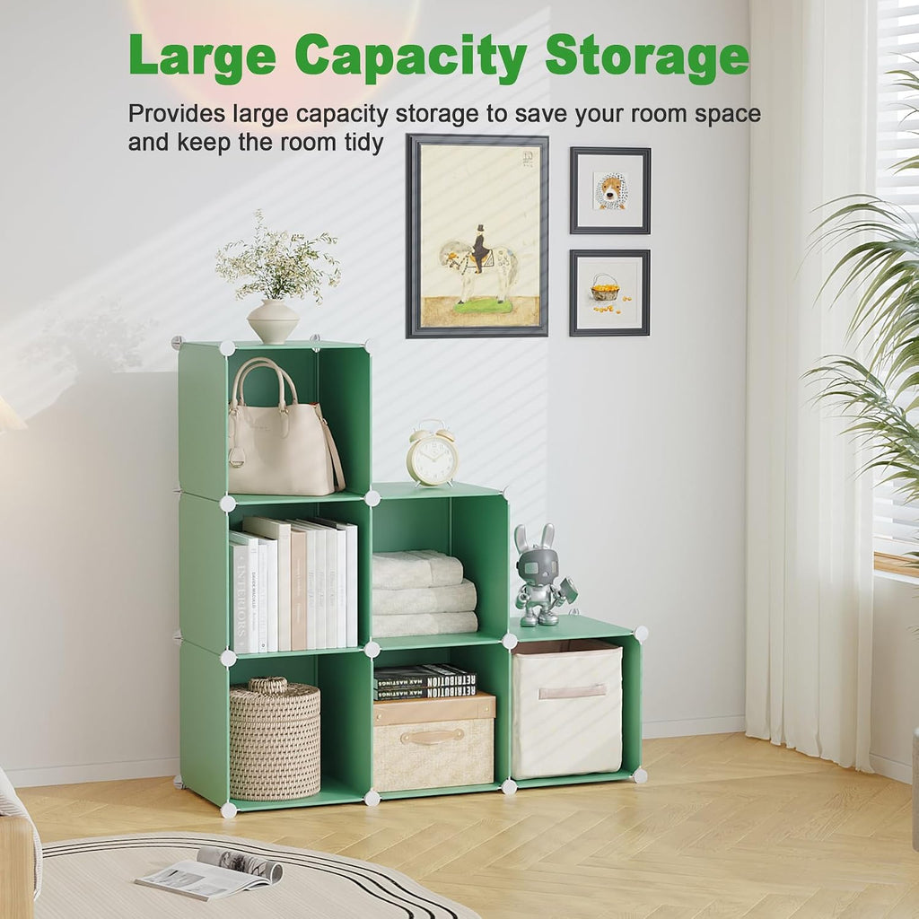 C&AHOME 6-Cube Storage Organizer Cube Shelf Closet Storage Bookcase, Green