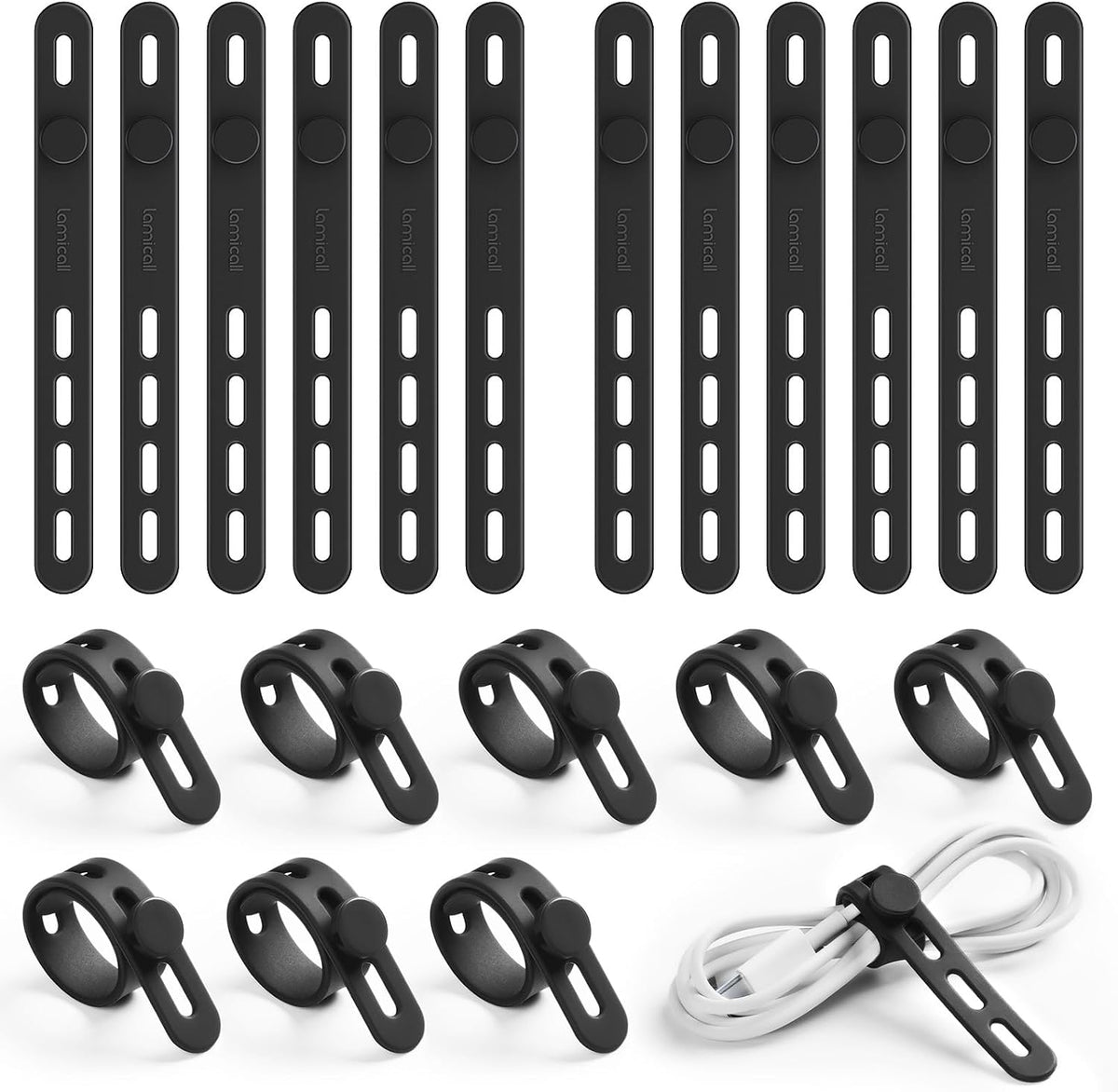 Lamicall 20 Pack Silicone Cable Ties, Reusable Cord Organizer Straps